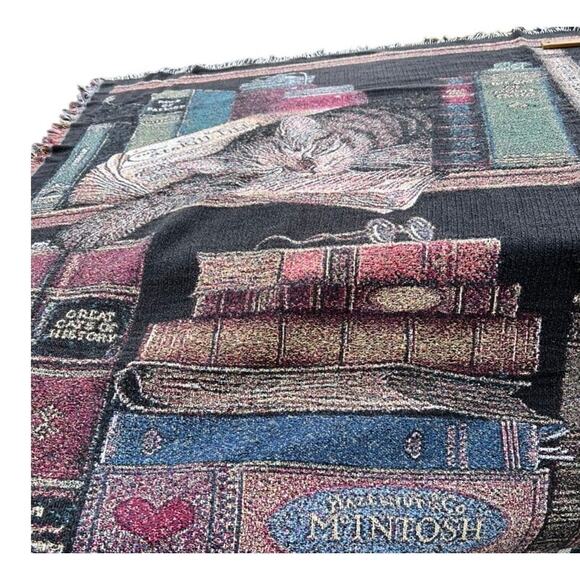 Pure Country Weavers Fredrick the Literate Woven Cotton Throw Blanket Cat Books - Picture 7 of 8
